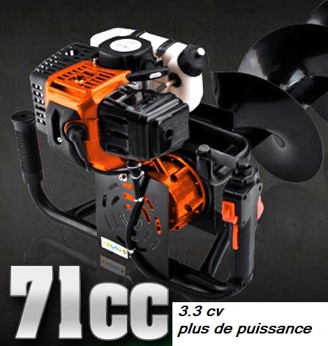Tariere thermique GA7200 plus de puissance 3.3 cv 71ccm3 1 meche de 100 + 1 meche de 200 mm + 1 meche de 300 mm + 1 allonge de 0.50.ml
